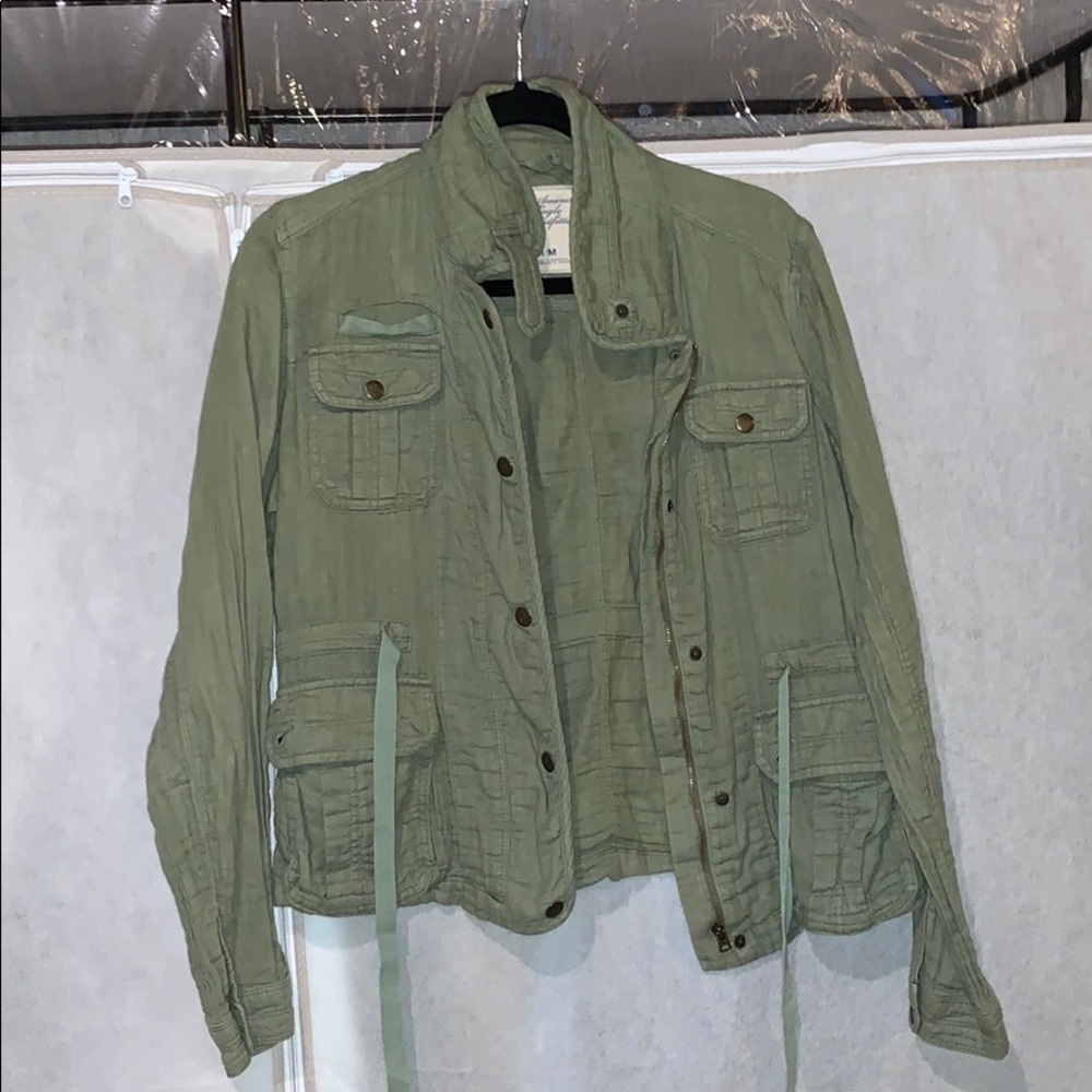 American Eagle Green Cotton Army Jacket